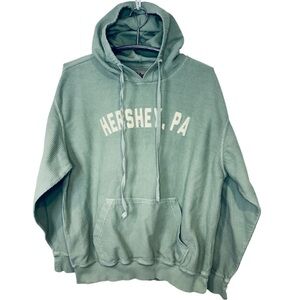 Hershey PA Women’s Mint Green Ribbed Style Hooded Sweatshirt Size Medium